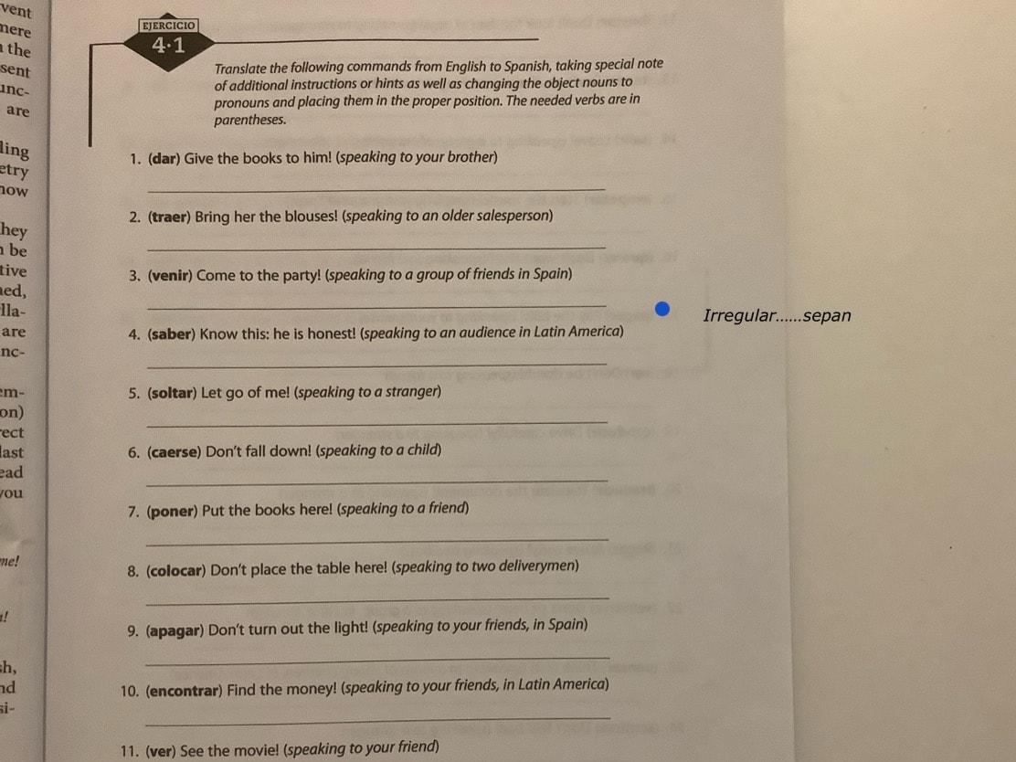 Spanish irregular verbs practice worksheet with conjugation exercises
